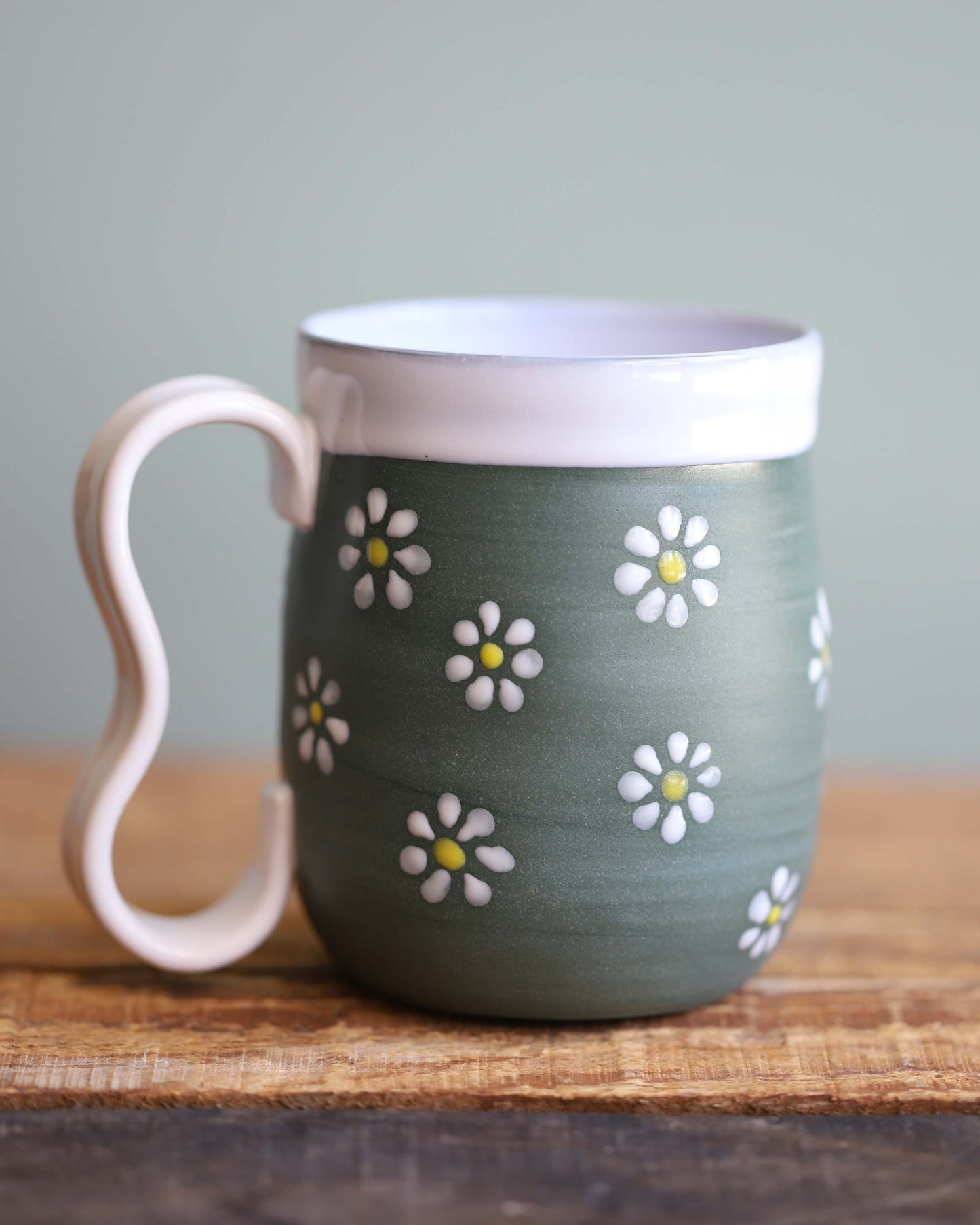 Dark Green Flower Mug