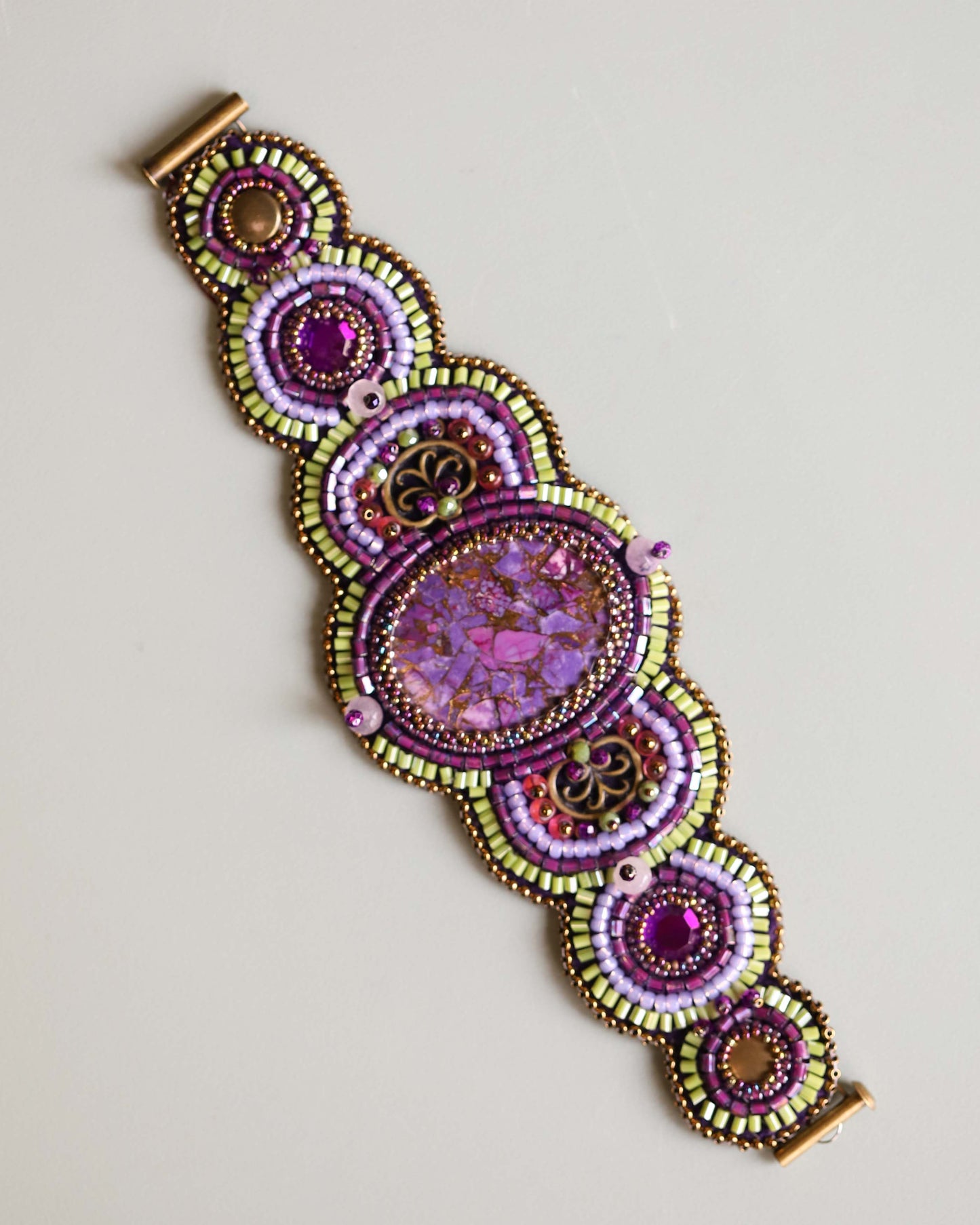Beaded Purple Cuff Braclet