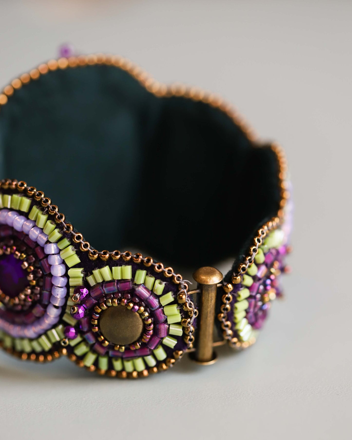 Beaded Purple Cuff Braclet