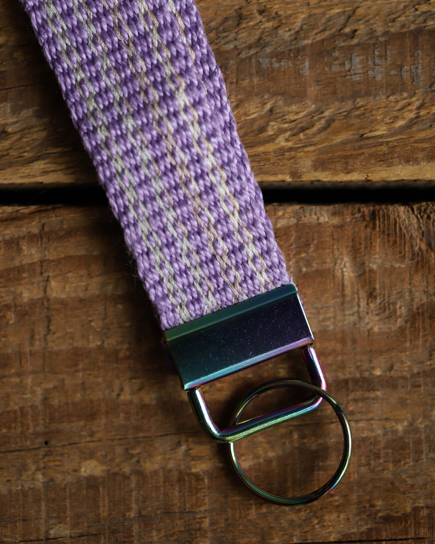 Purple & White Woven Lanyard