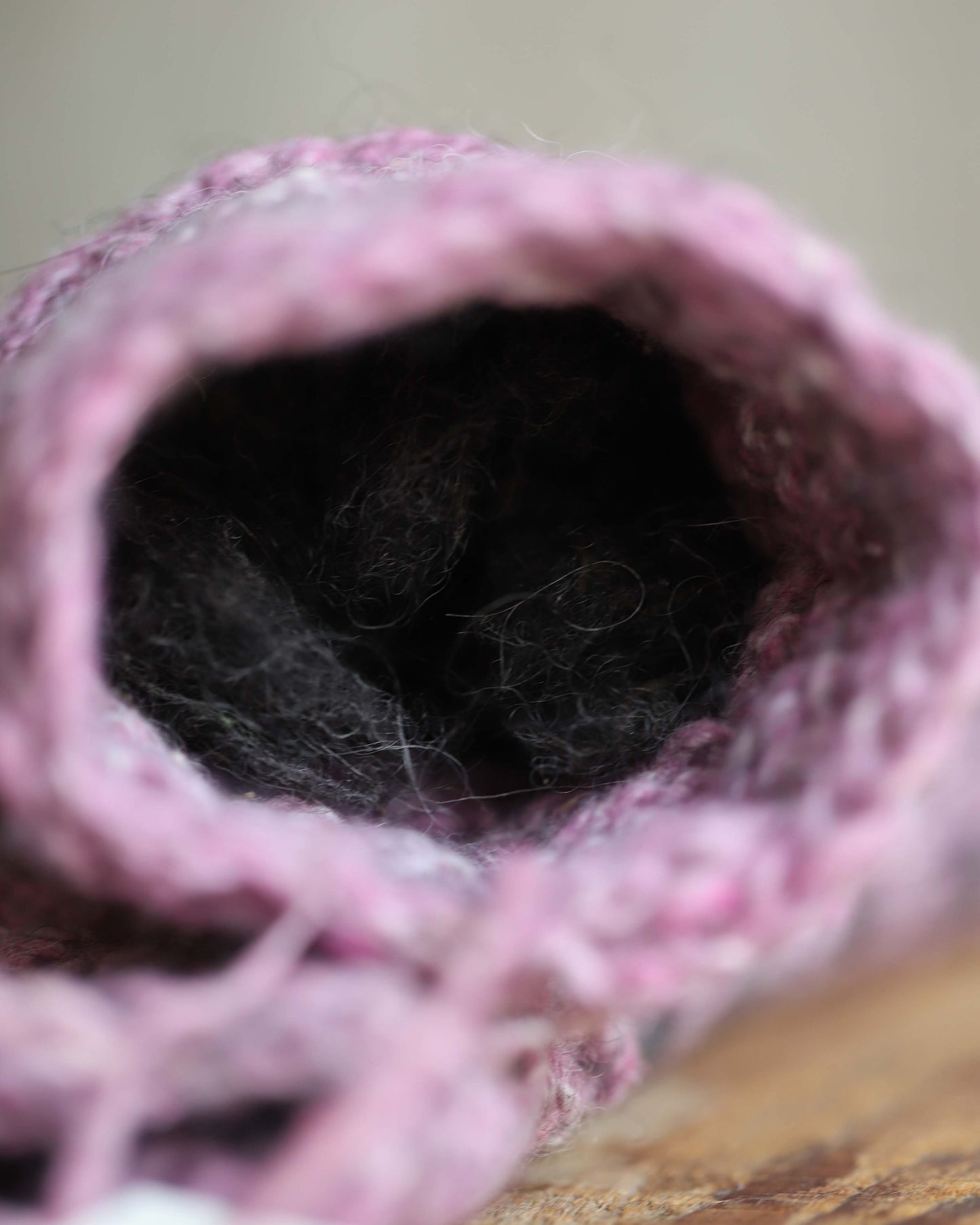 Magenta & Black Thrummed Mittens