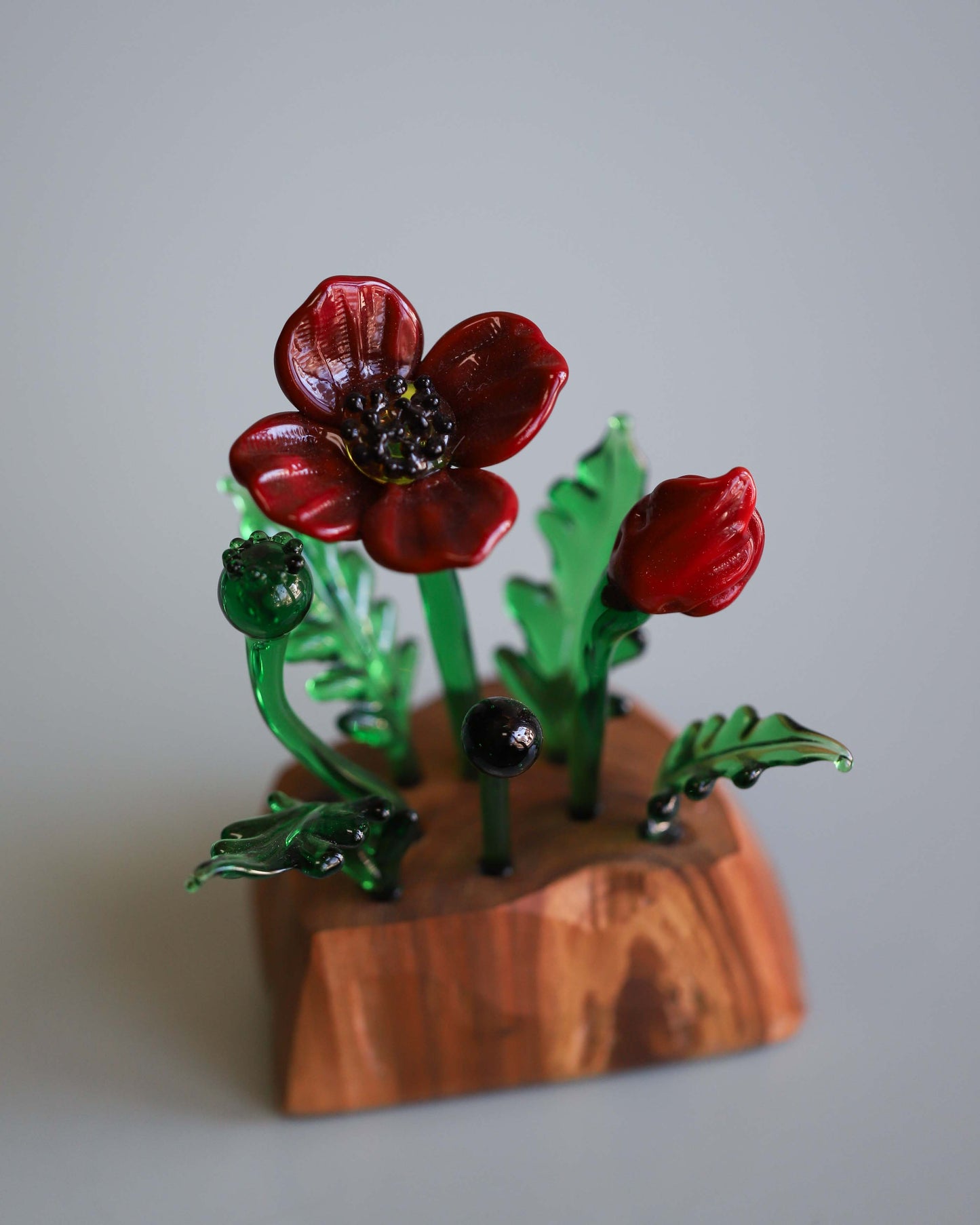 Glass Poppy Sculpture