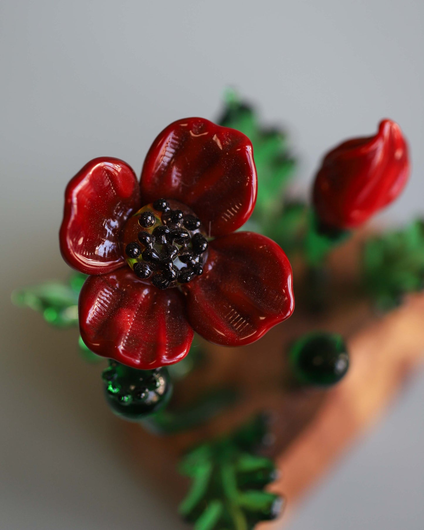 Glass Poppy Sculpture