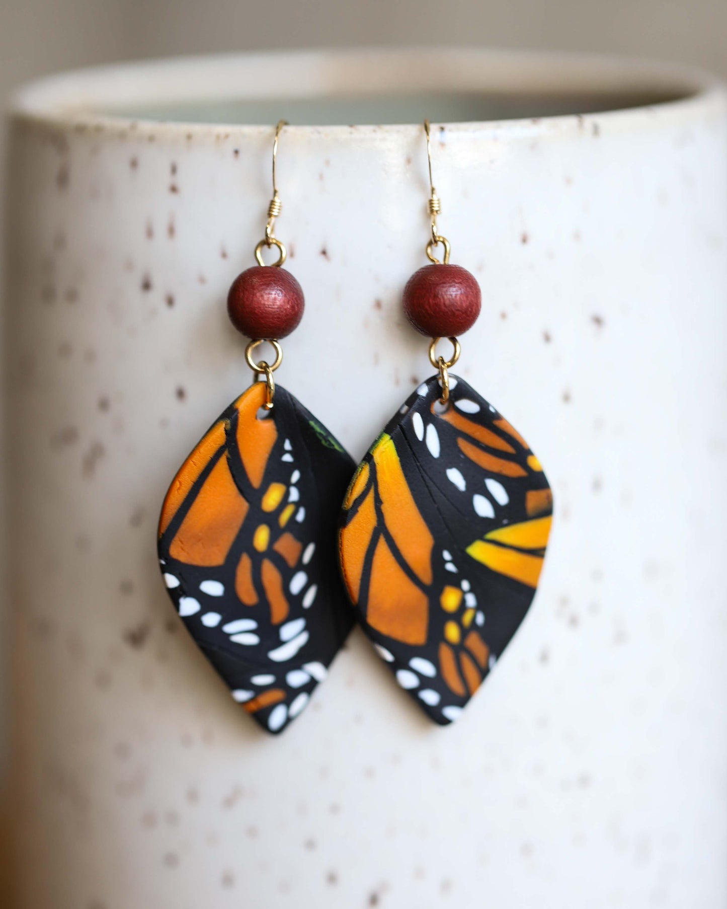 Abstract Monarch Leaf Earrings
