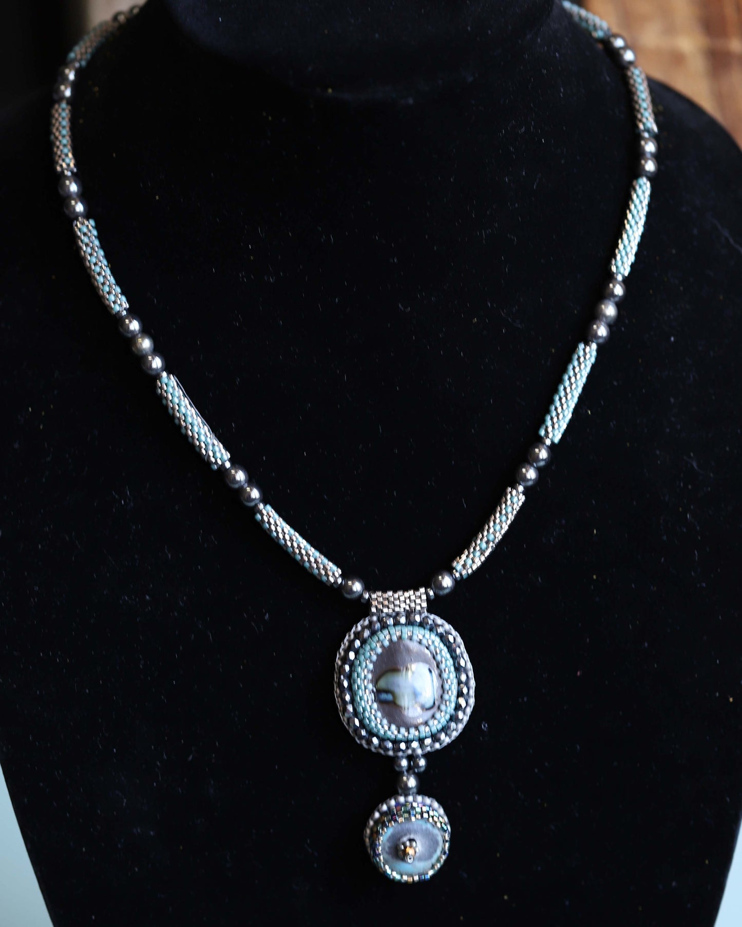 Porcelain & Hematite Necklace