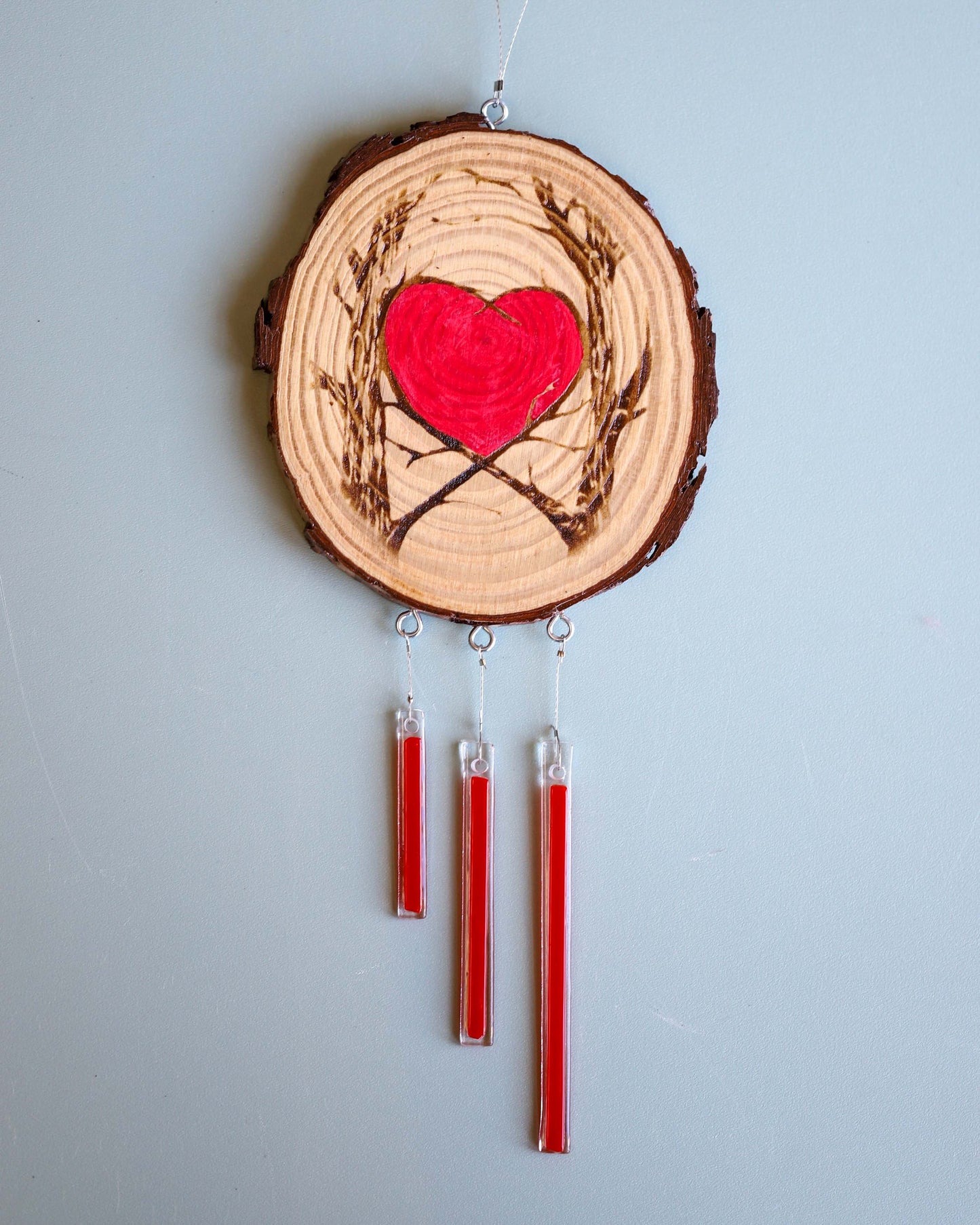 Wooden Heart with Fused Glass