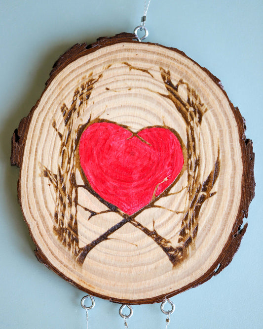 Wooden Heart with Fused Glass
