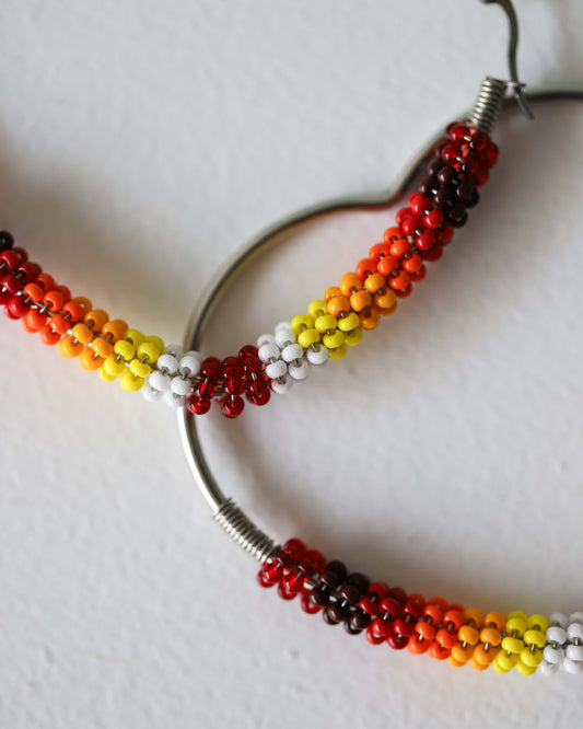 Beaded Heart Hoop Earrings