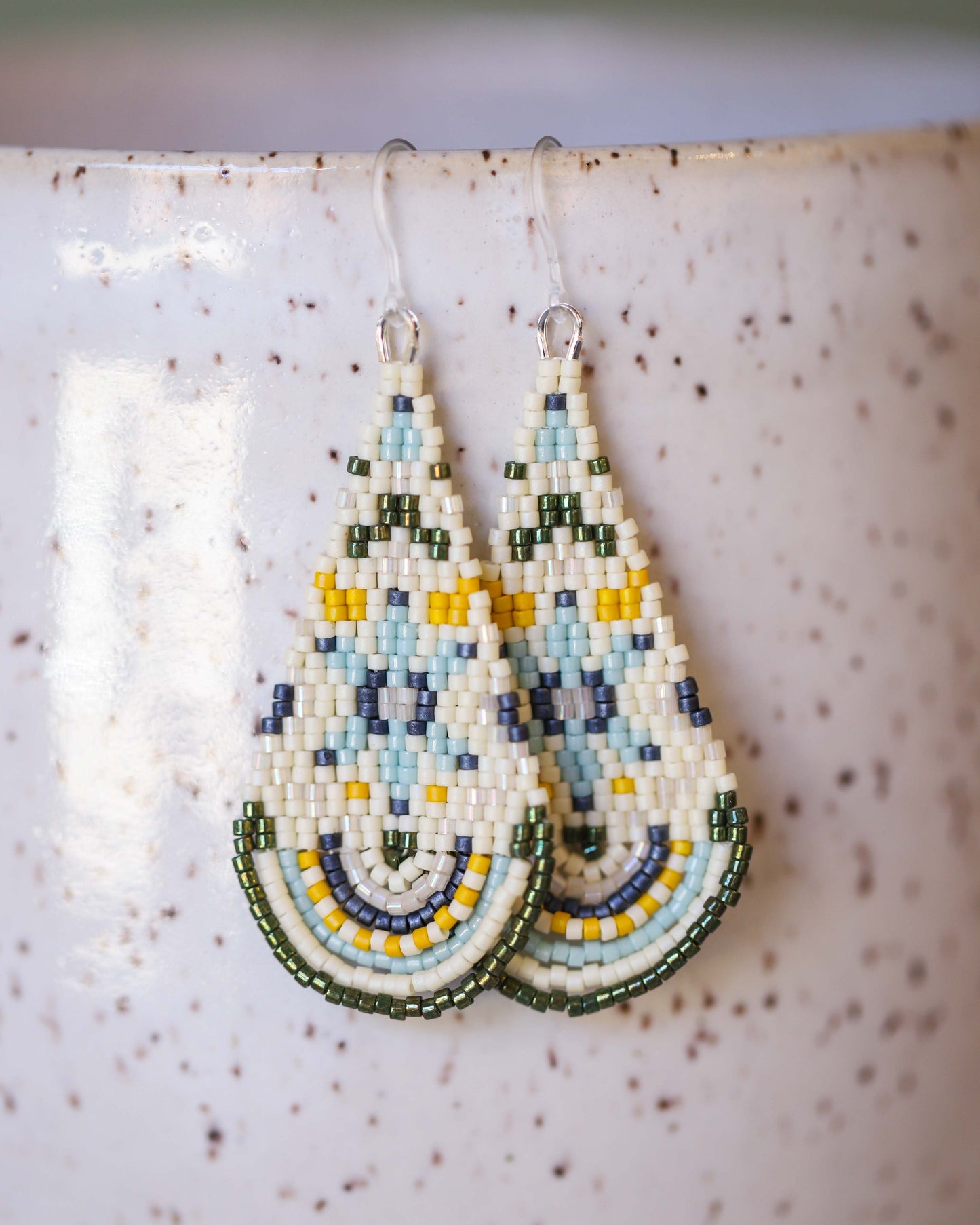 Blue & White Beaded Earrings