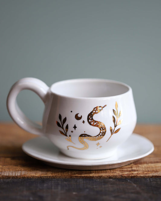 Gold Lustre Snake Cup & Saucer