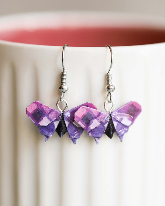 Purple Butterfly Origami Earrings