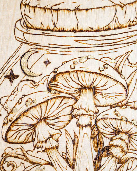 Mushroom Jar Pyrography