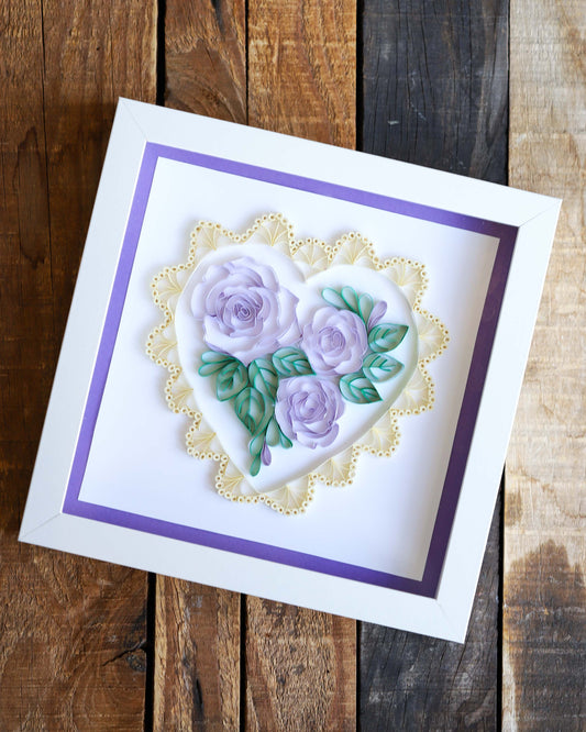 Purple Flower Quilled Art Piece
