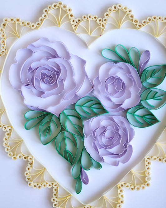 Purple Flower Quilled Art Piece