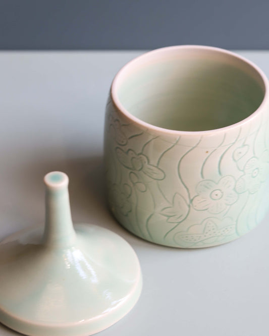 Celadon Katazome Jar