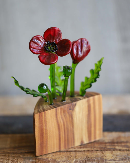 Glass Poppy Sculpture