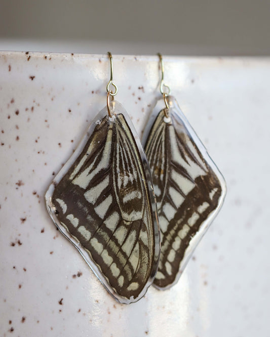 Black and White Wing Earrings