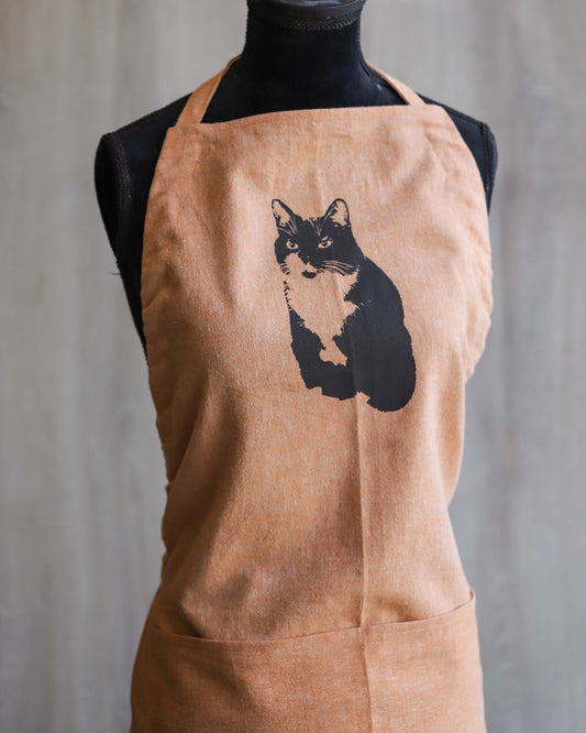 Kitten Apron in Light Orange