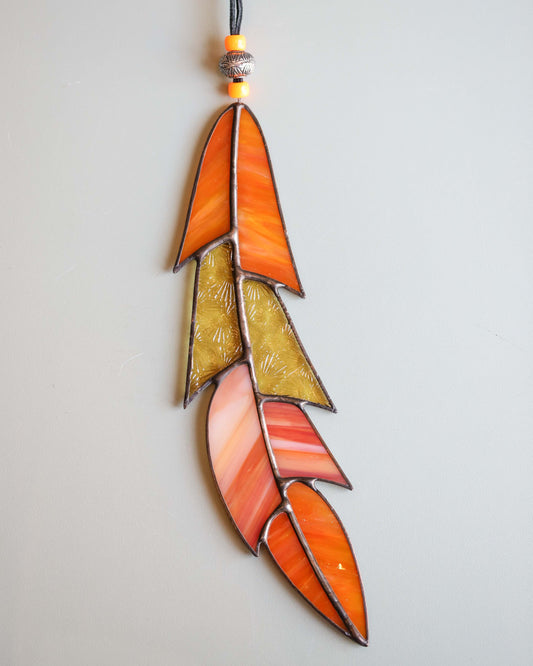 Stained Glass Feather - Orange