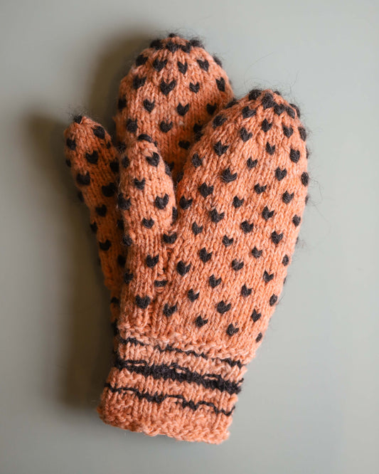 Orange & Charcoal Thrummed Mittens