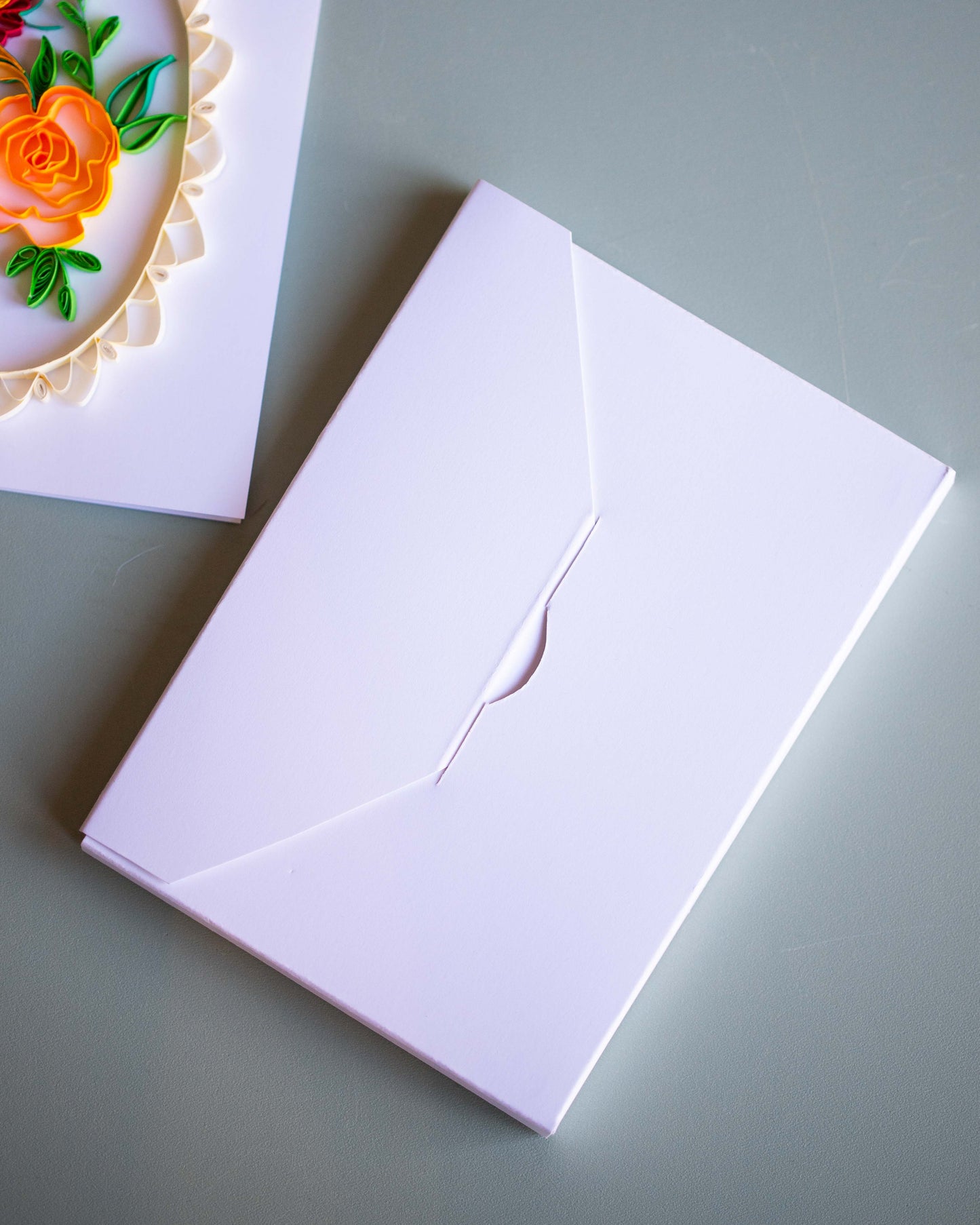 Orange Floral Bouquet Quilled Greeting Card