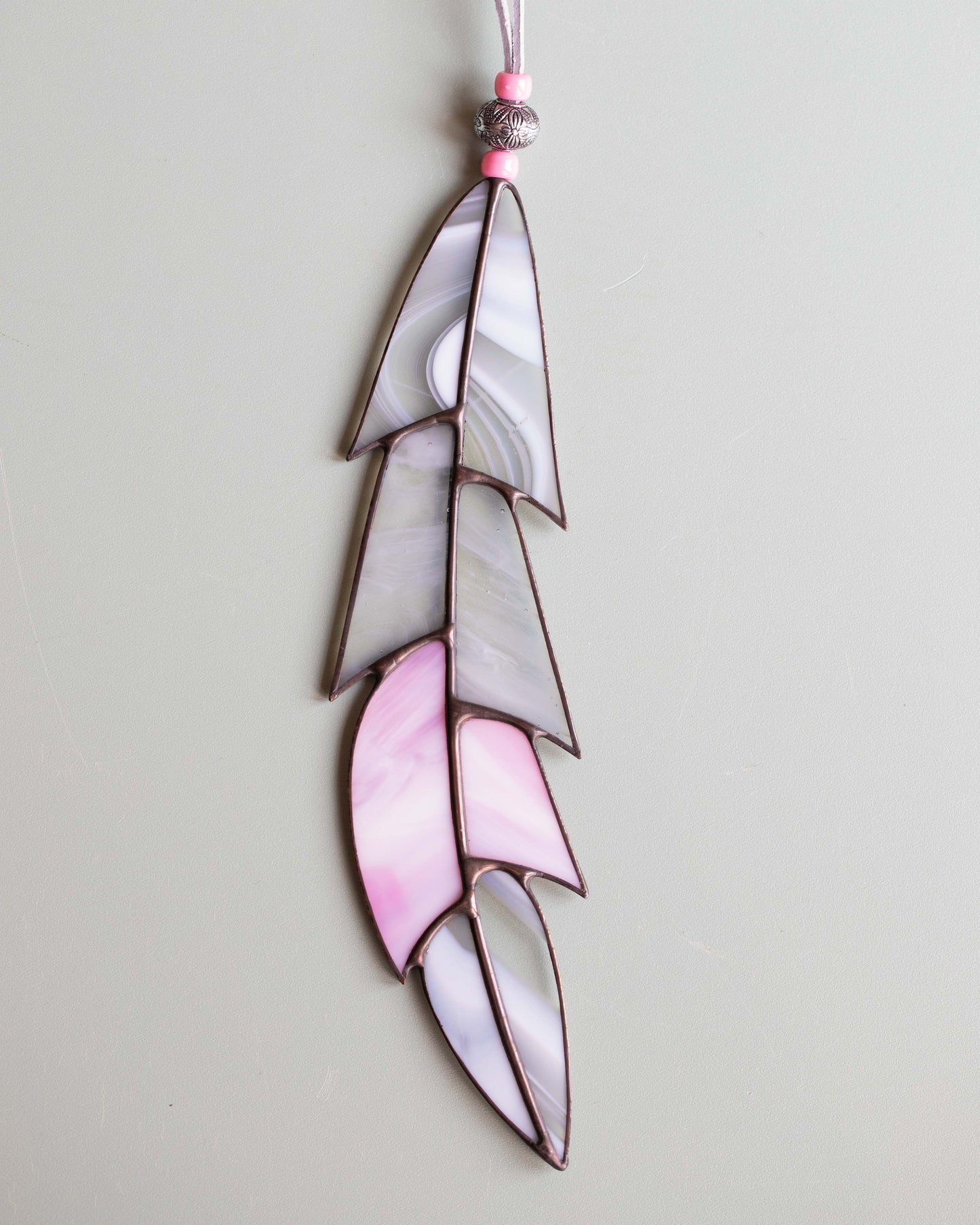 Large Stained Glass Feather - Pink