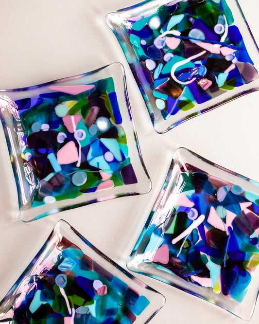 Square Glass Confetti Plate
