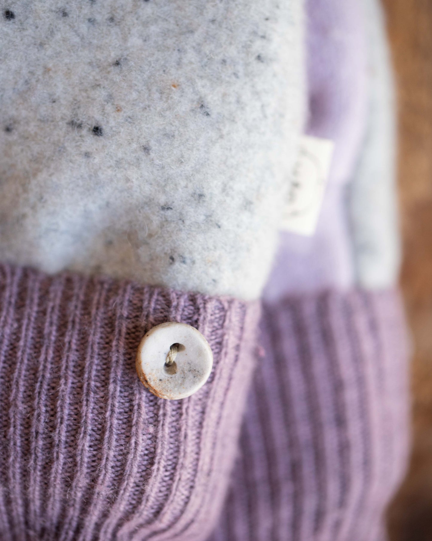 Mittens - SMALL -Grey/Pink/Lilac with Button