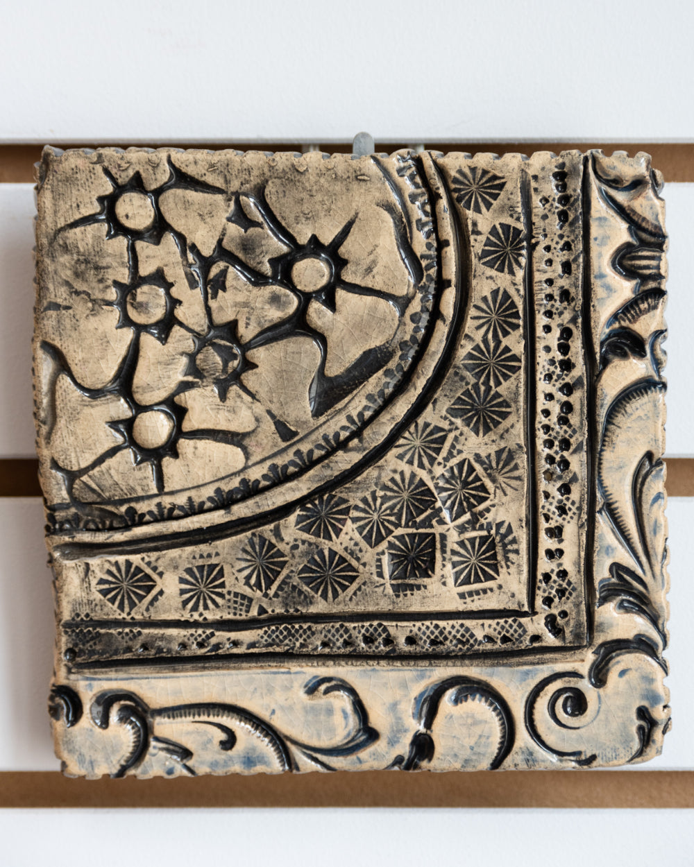 Black Impression Decorated Tile