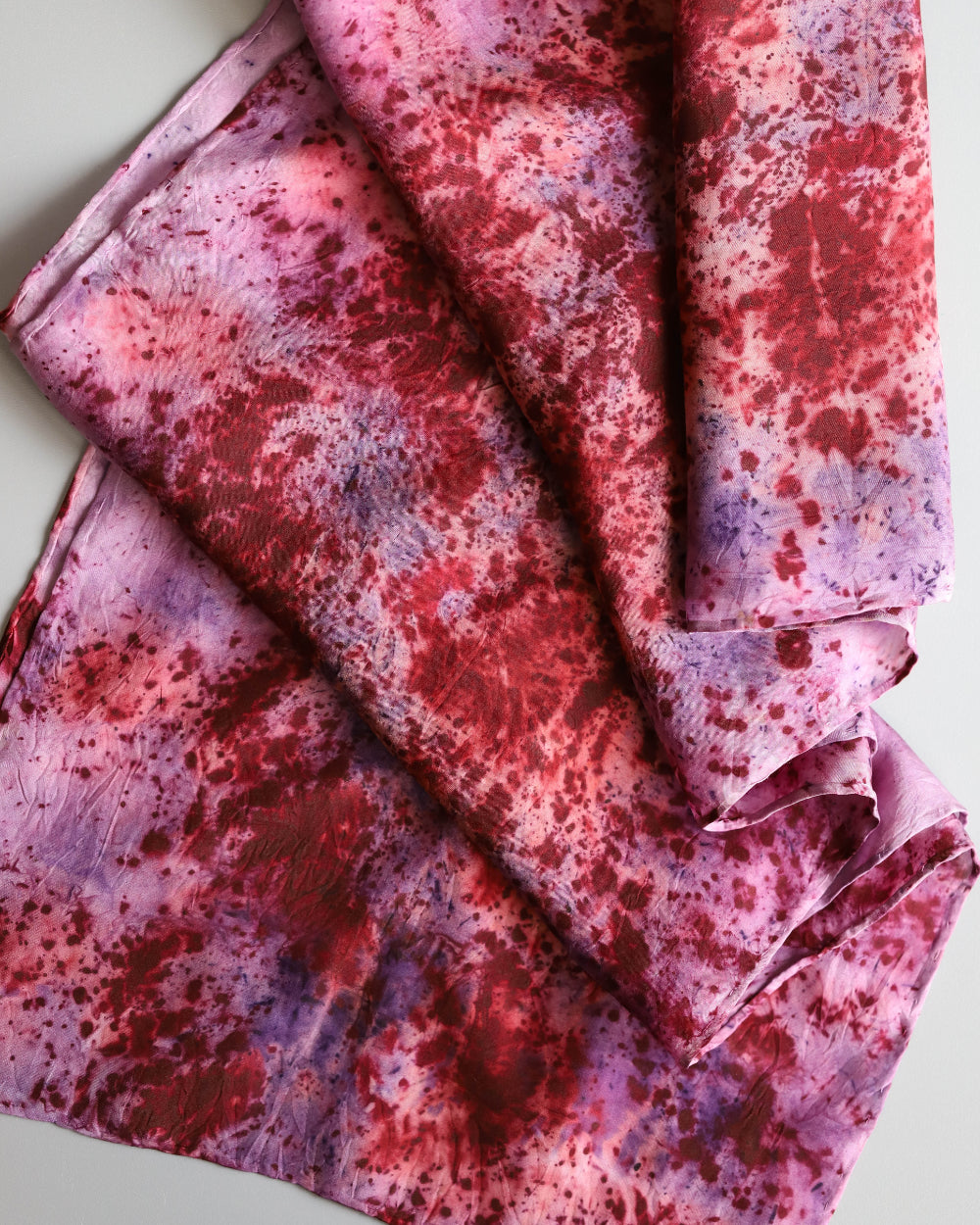 Eco Dyed Red & Purple Silk Scarf