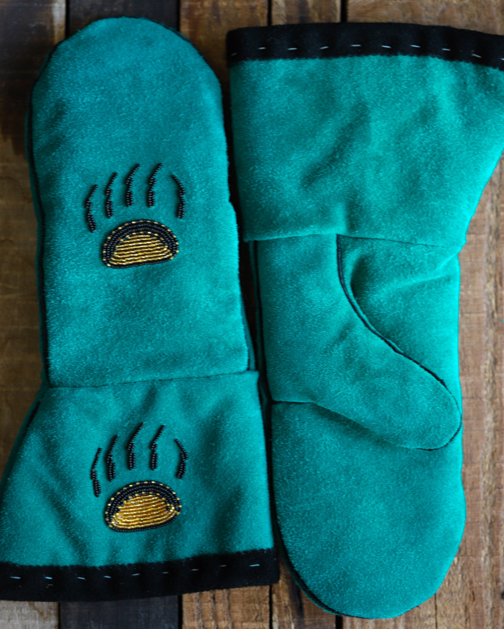 Turquoise Deerhide Mens Mitts