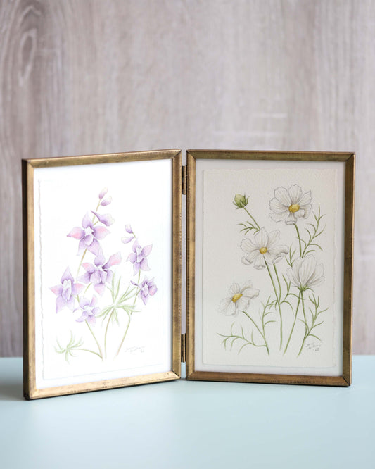 Larkspur & Cosmos Diptych
