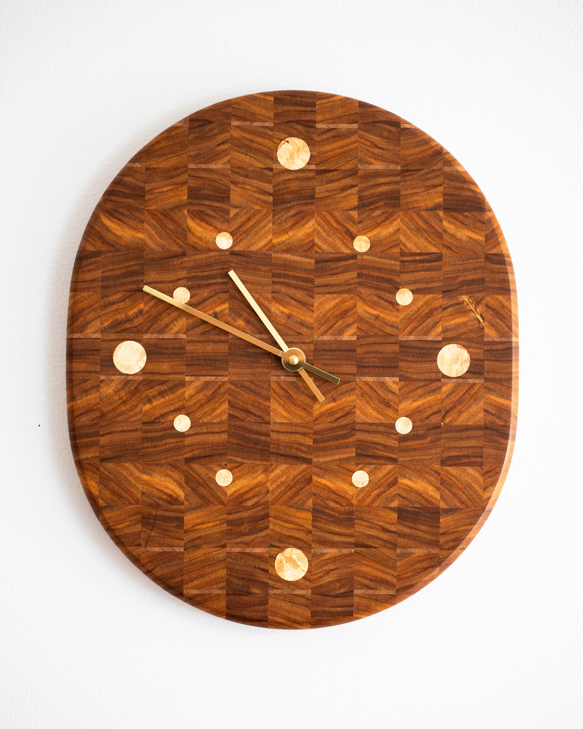 Oval Wall Clock - End Grain Canary