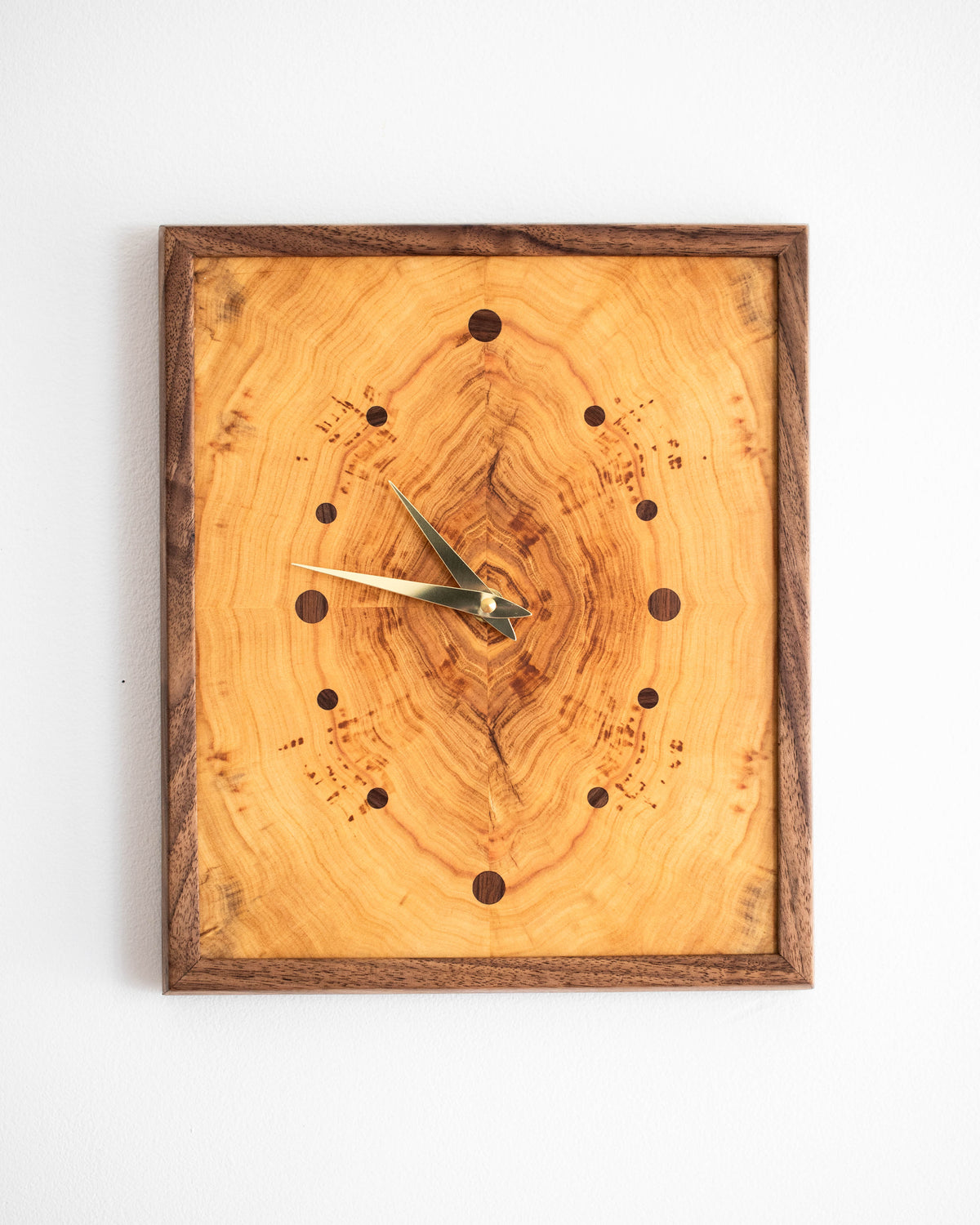 Rectangular Wall Clock - Book Matched Elm