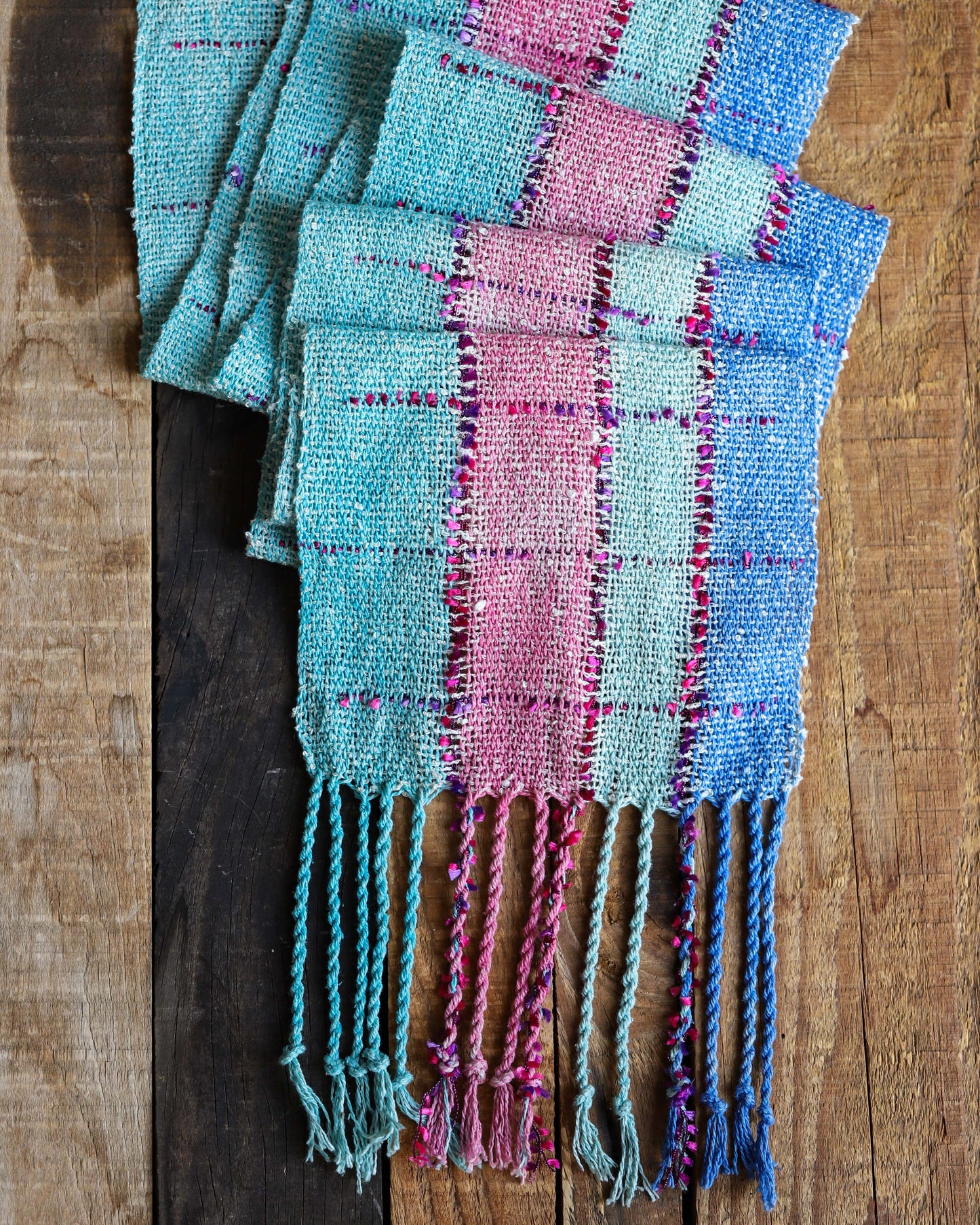 Pink & Blue Woven Scarf