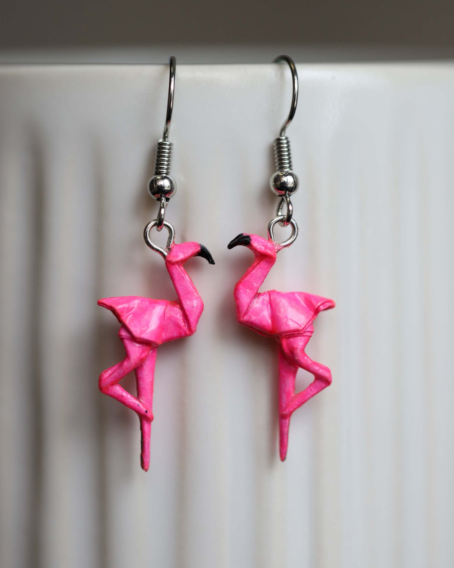 Pink Flamingo Origami Earrings