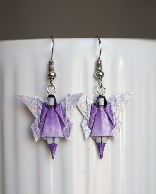 Purple Fairy Origami Earrings