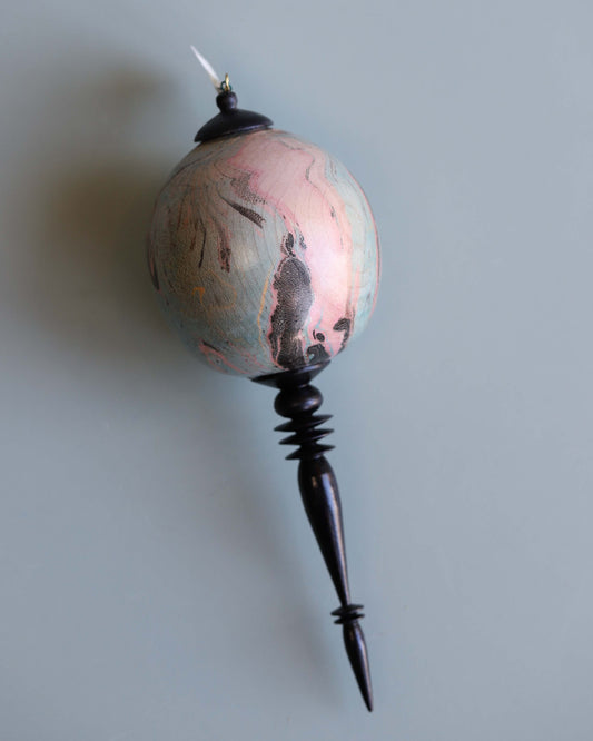 Marbled Wood Ball Ornament