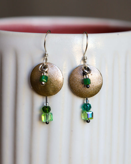 Circle Green Jewel Earrings