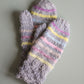 Grey Mitts with Multi Coloured Stripes