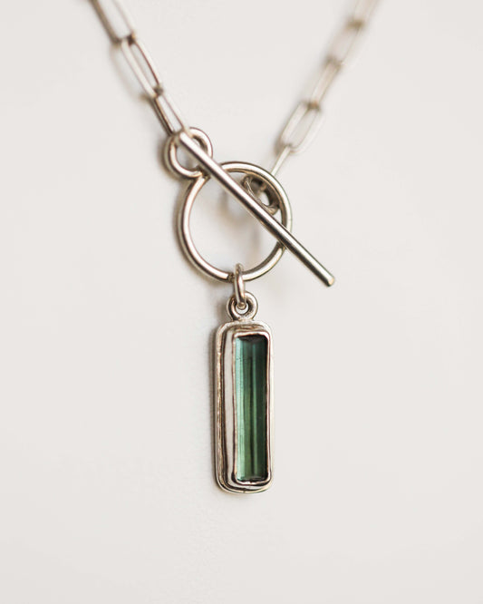 Green Tourmaline and Silver Necklace