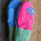 Pink, Green, and Blue Flower Mittens