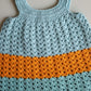 Teal & Mustard Crocheted Dress