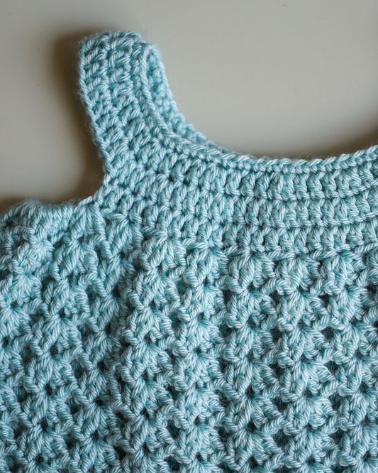 Teal & Mustard Crocheted Dress