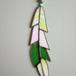 Green & White Stained Glass Feather