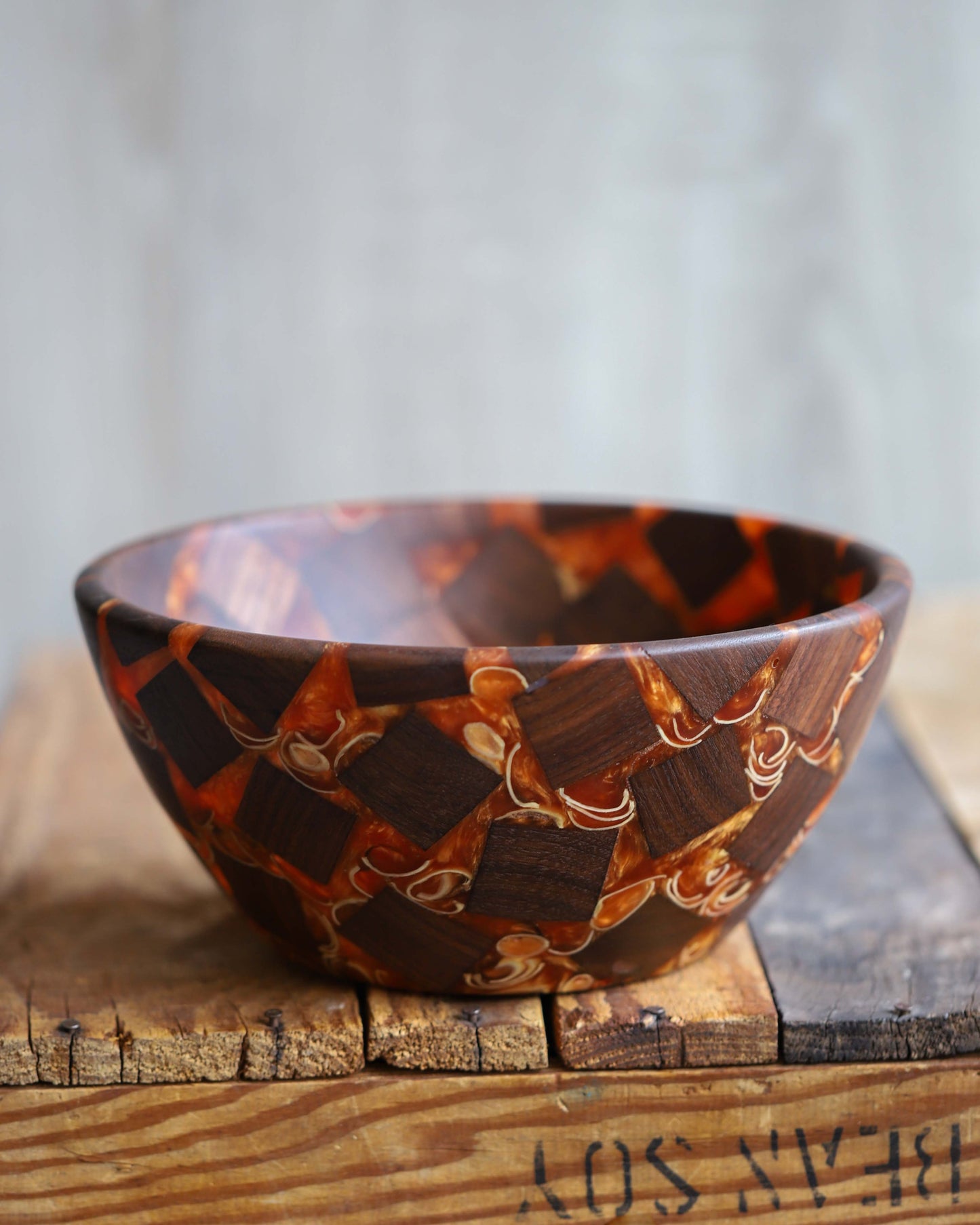 Walnut Wood & Copper Epoxy Bowl