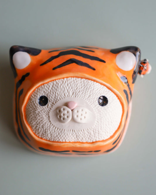 Tiger Suit Cat Wall Pillow