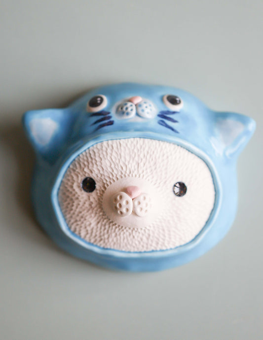 Blue Cat Suit Cat Wall Pillow