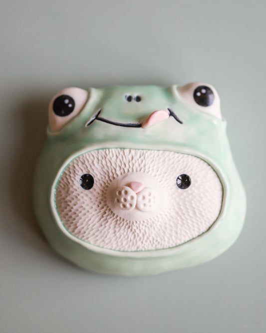 Frog Suit Cat Wall Pillow