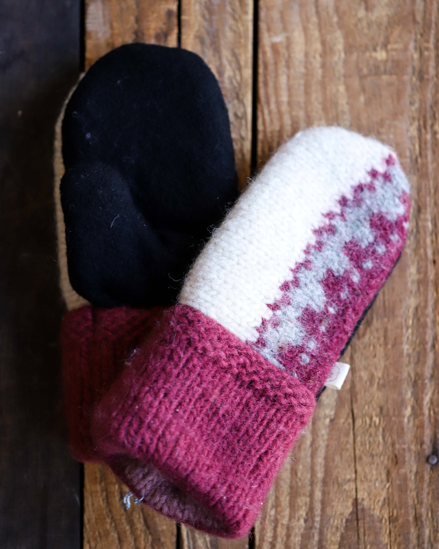 Burgundy, Cream, Grey, & Black Mitts